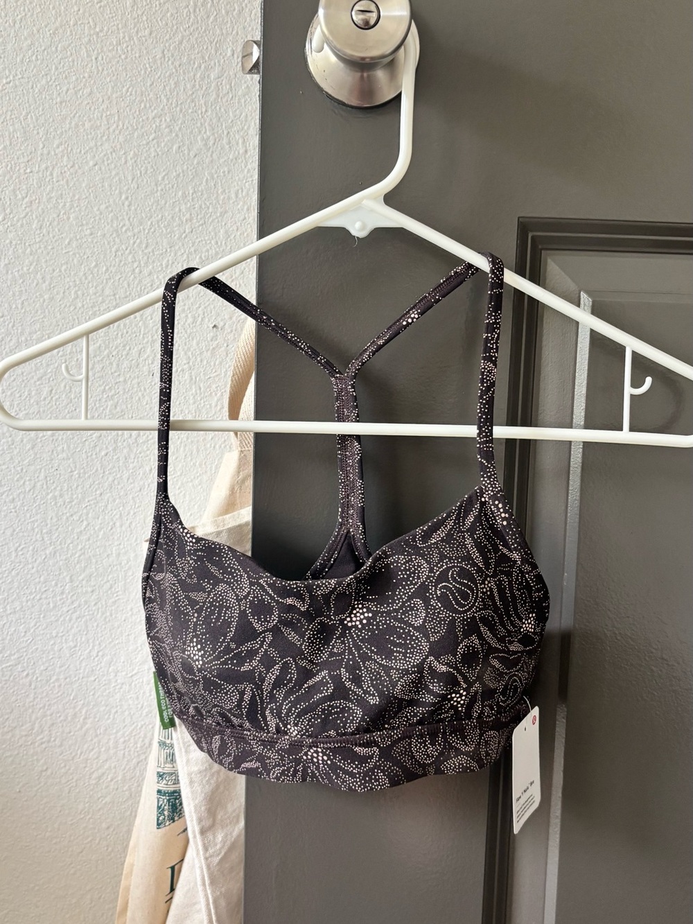 lululemon athletica Black Floral Dot Strappy Sports Bra